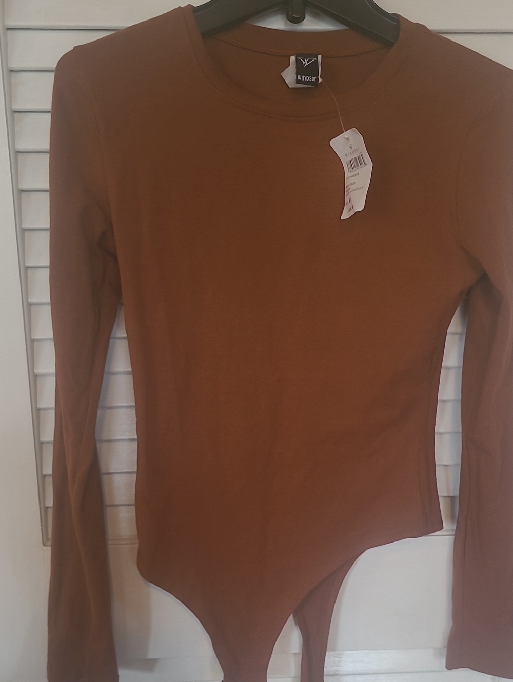 Windsor Women’s Long Sleeve Bodysuit Sweater - Rust Brown